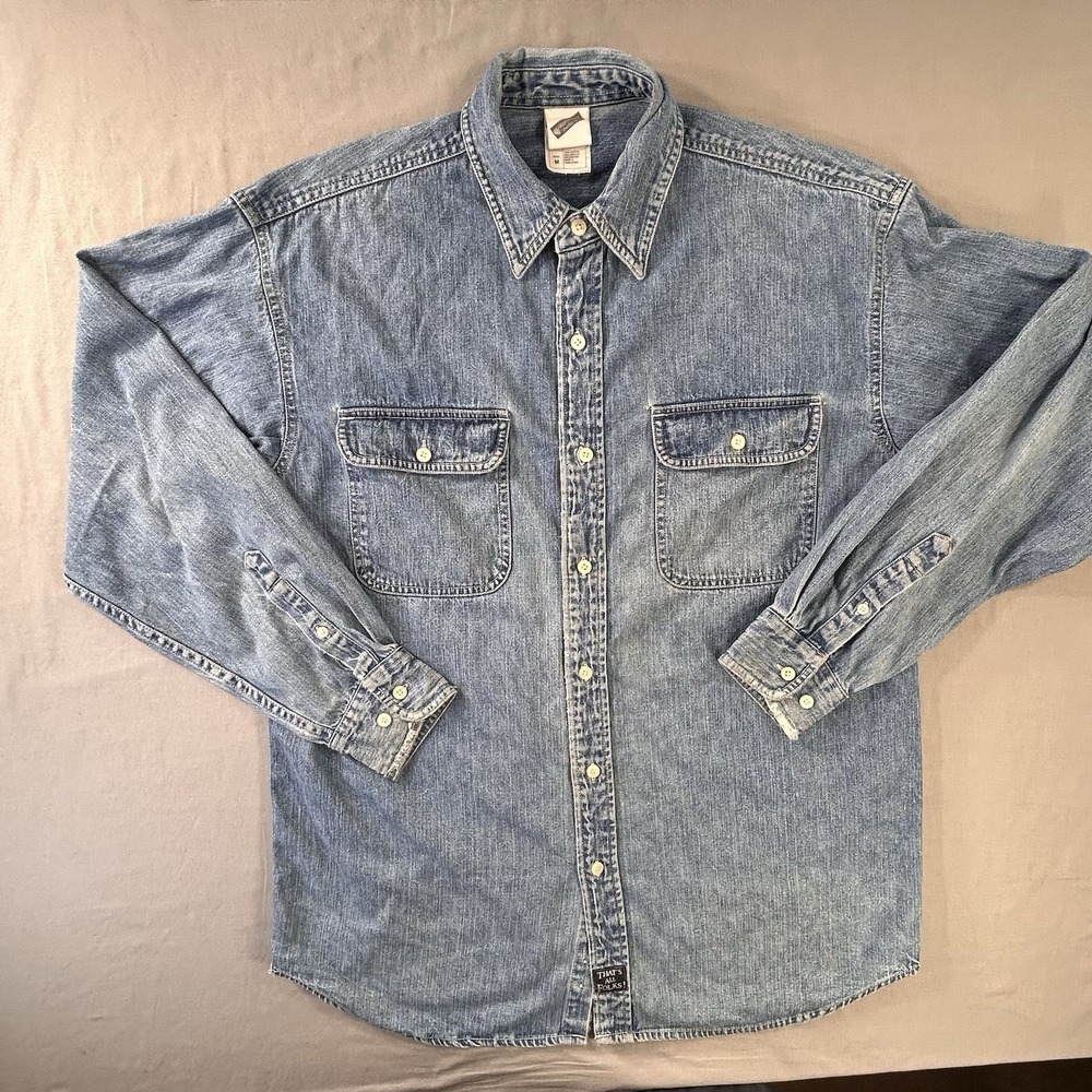 VTG 1990s Warner Bros. Looney Tunes denim button front shirt Men's Medium w/wear